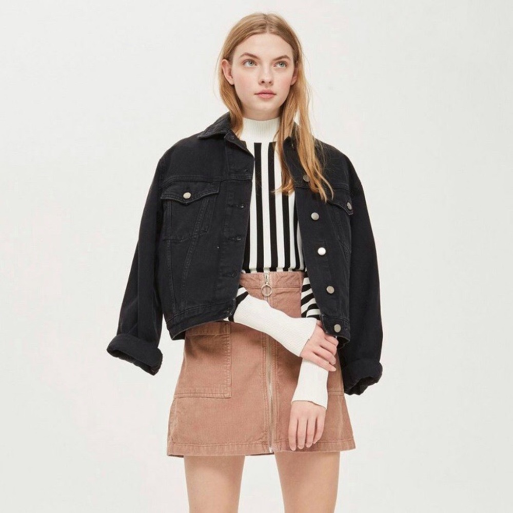 TOPSHOP Corduroy Moto Skirt with Zipper